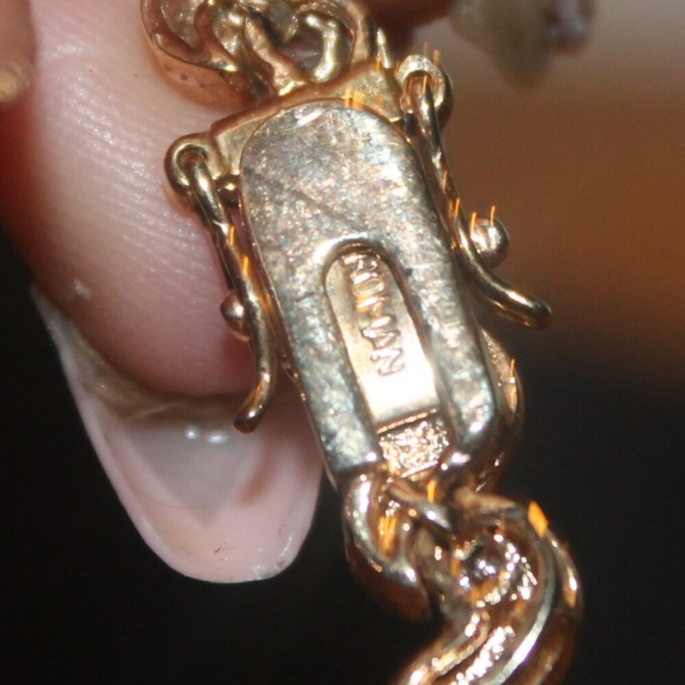 14K gold Over 925 Sterling San Marco w Sparkling CZ's Stones Bracelet - Picture 5 of 7